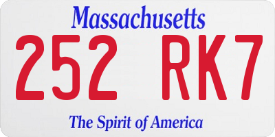 MA license plate 252RK7