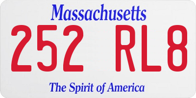 MA license plate 252RL8