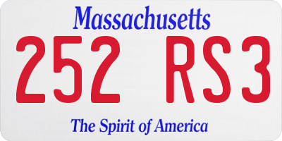 MA license plate 252RS3