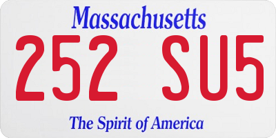 MA license plate 252SU5