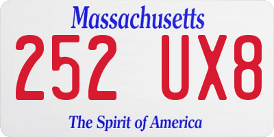 MA license plate 252UX8