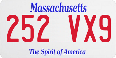 MA license plate 252VX9
