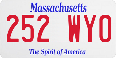 MA license plate 252WY0