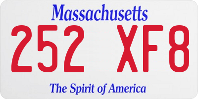 MA license plate 252XF8