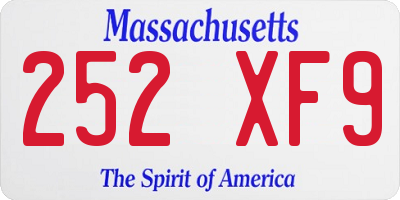 MA license plate 252XF9