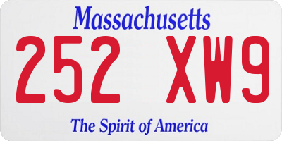 MA license plate 252XW9
