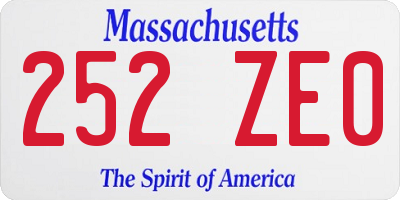MA license plate 252ZE0