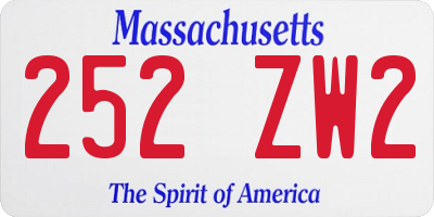 MA license plate 252ZW2