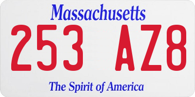 MA license plate 253AZ8