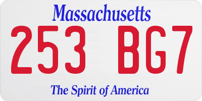 MA license plate 253BG7