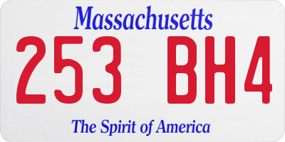 MA license plate 253BH4