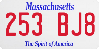 MA license plate 253BJ8