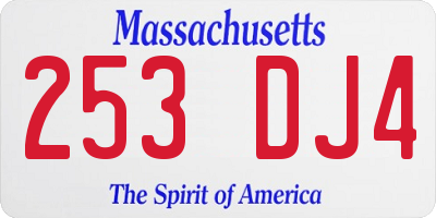 MA license plate 253DJ4
