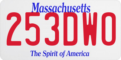 MA license plate 253DWO