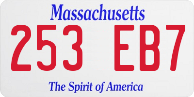 MA license plate 253EB7