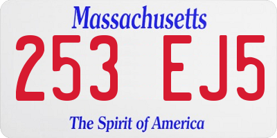 MA license plate 253EJ5