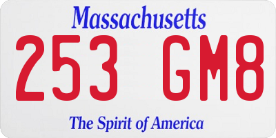 MA license plate 253GM8