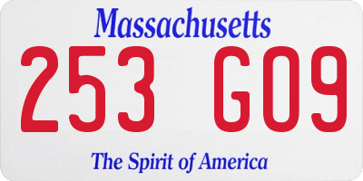 MA license plate 253GO9