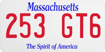 MA license plate 253GT6