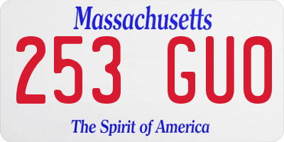 MA license plate 253GU0