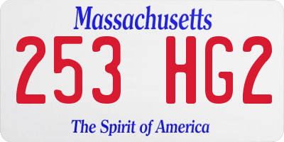 MA license plate 253HG2