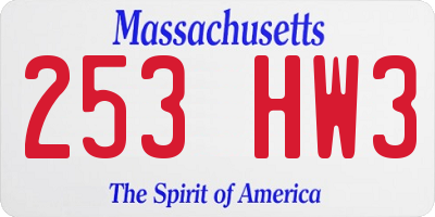 MA license plate 253HW3