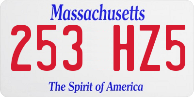 MA license plate 253HZ5