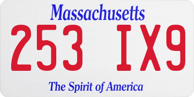 MA license plate 253IX9