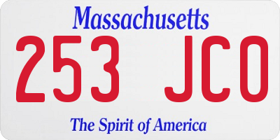 MA license plate 253JC0