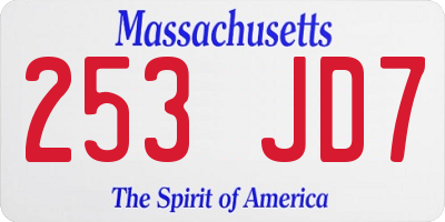 MA license plate 253JD7