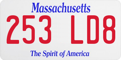MA license plate 253LD8