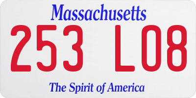 MA license plate 253LO8