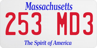 MA license plate 253MD3