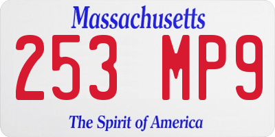 MA license plate 253MP9