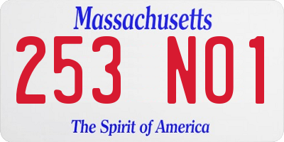 MA license plate 253NO1