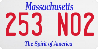 MA license plate 253NO2