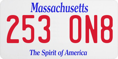 MA license plate 253ON8