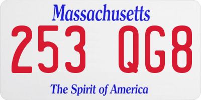 MA license plate 253QG8