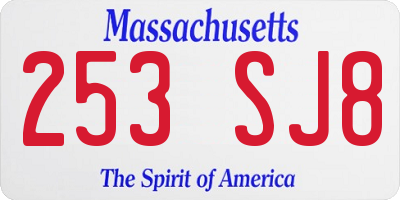 MA license plate 253SJ8