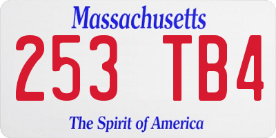 MA license plate 253TB4