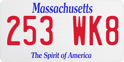 MA license plate 253WK8
