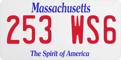 MA license plate 253WS6