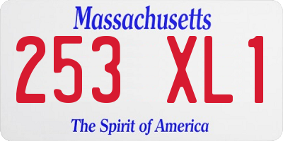 MA license plate 253XL1