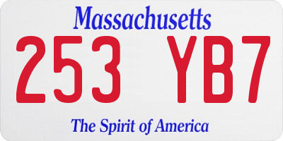 MA license plate 253YB7