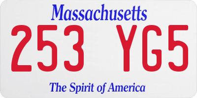 MA license plate 253YG5