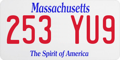 MA license plate 253YU9