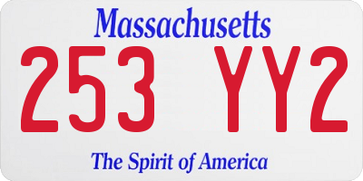 MA license plate 253YY2