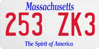 MA license plate 253ZK3