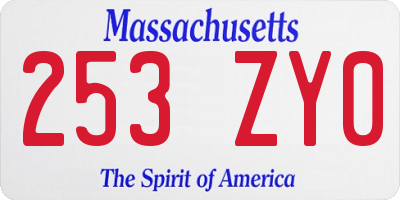 MA license plate 253ZY0