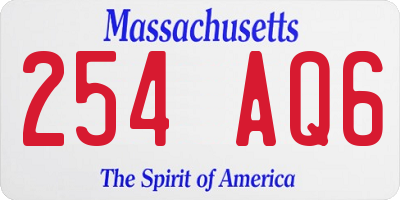 MA license plate 254AQ6